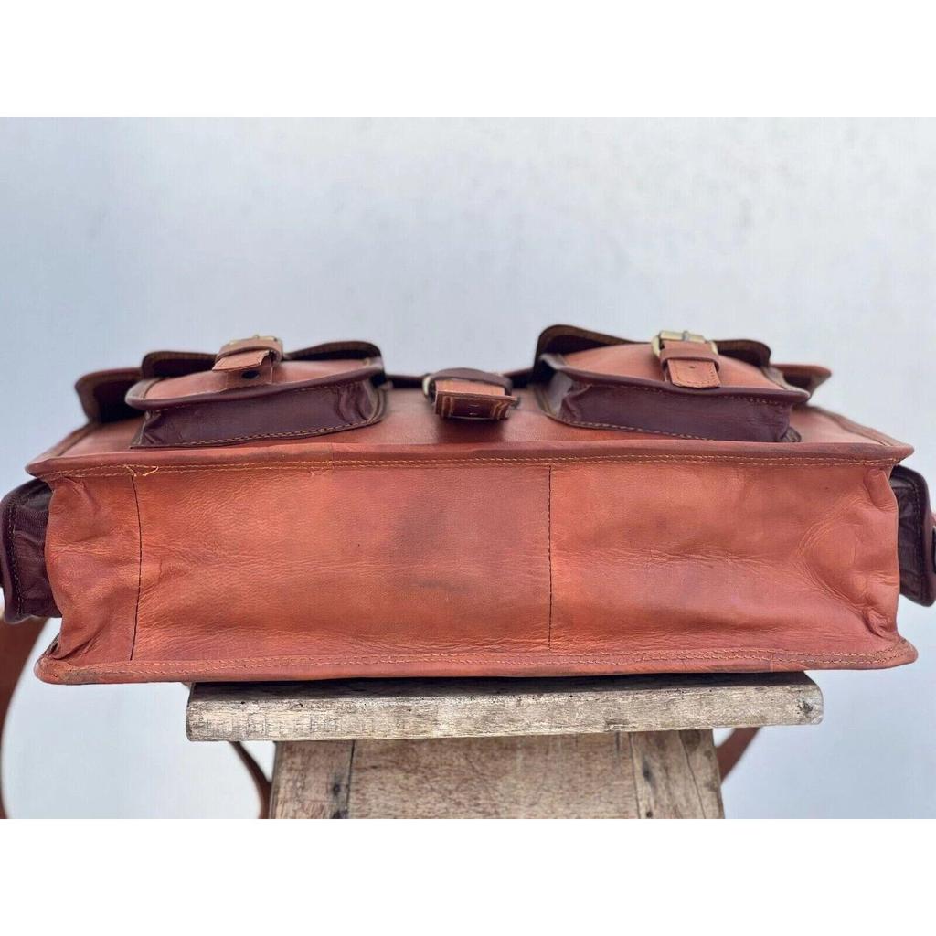 Men's Genuine Briefcase Vintage Leather Messenger Bag Shoulder Laptop Bag