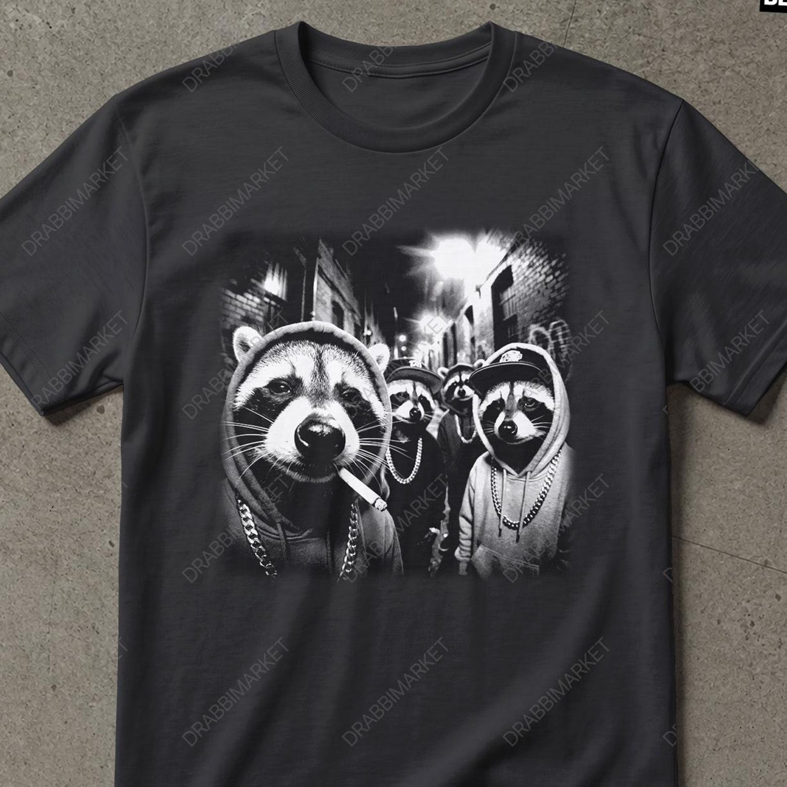 Gangster Raccoons Shirt, Street Raccoon Funny Shirt, Funny Shirt, Raccoon Silly Shirt, Funny Racoon Meme Shirt Vintage, Funny Gangster Shirt M