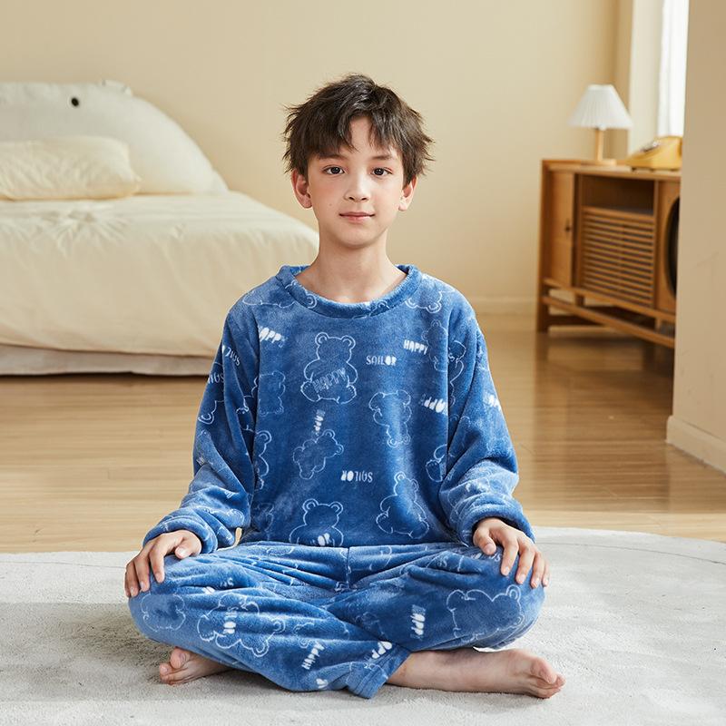 Children`s Winter Pajamas Kids Plush Thicken