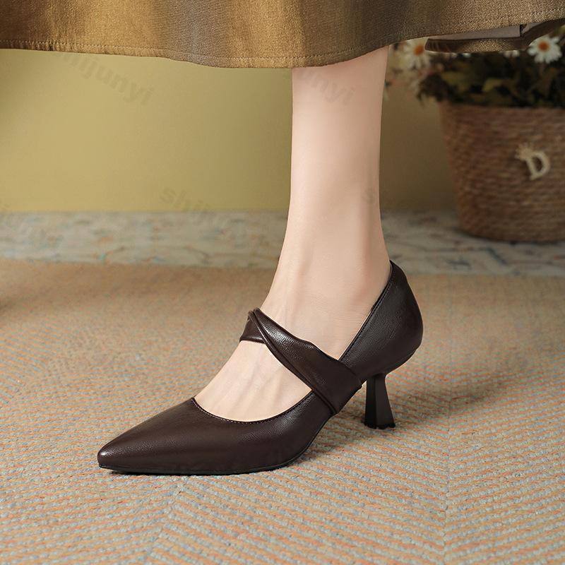 Fashion Women Shoes 2025 Summer New Non Slip Elegant Medium Heel Party Women's High Heels Pointed End Wedding Women Pumps
