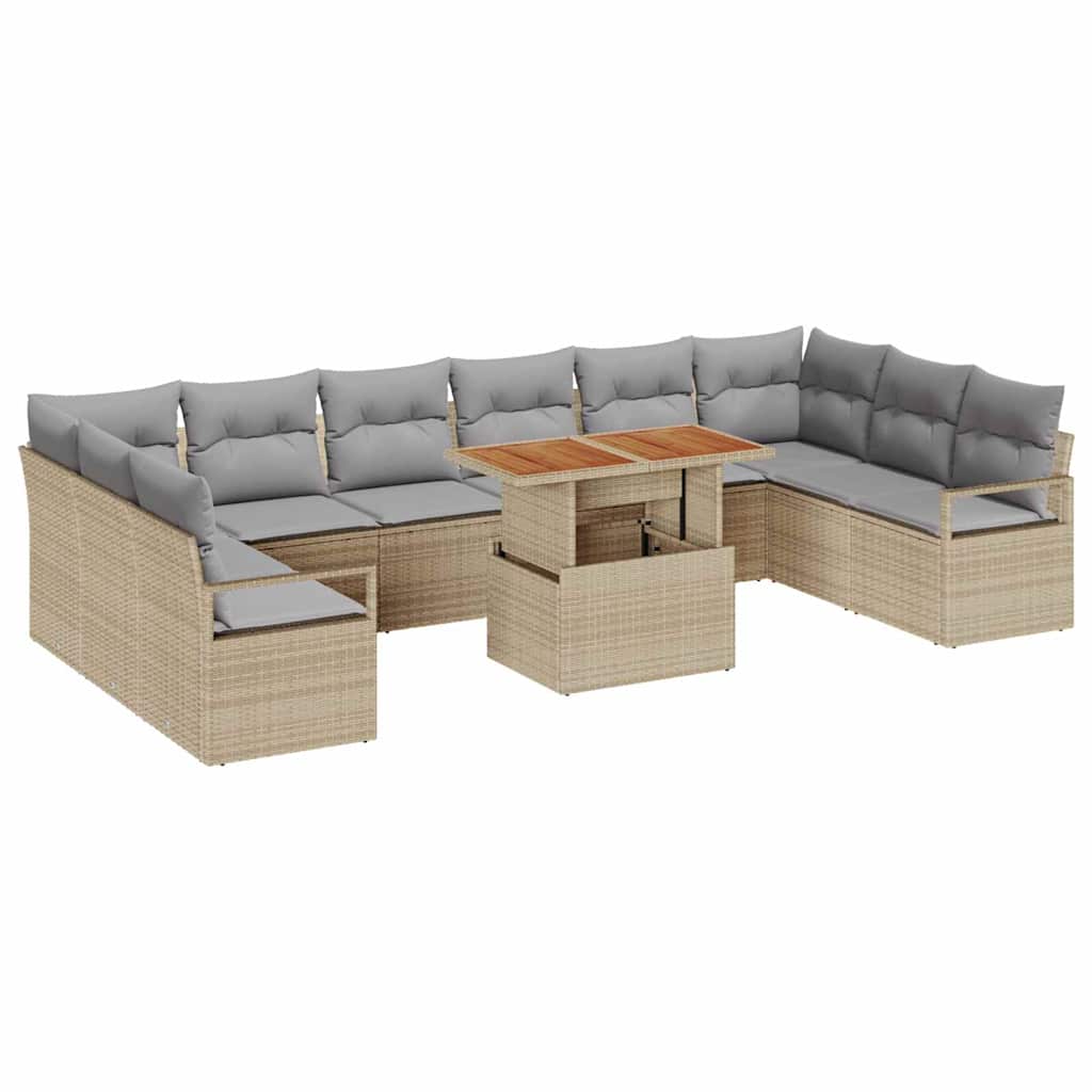 Garden Sofa Set with Cushions 11 Pcs Beige and Grey