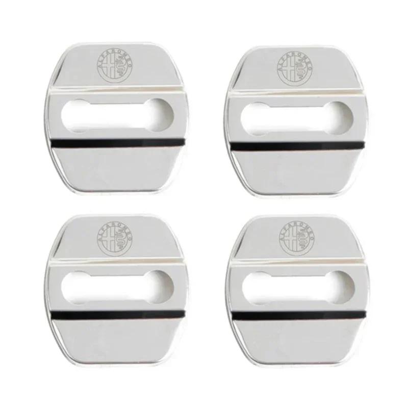4Pcs Car Door Lock Protective Cover Sticker for Alfa Romeo Logo Sportiva Giulia Giulietta 159 156 MITO Stelvio 147 Accessories