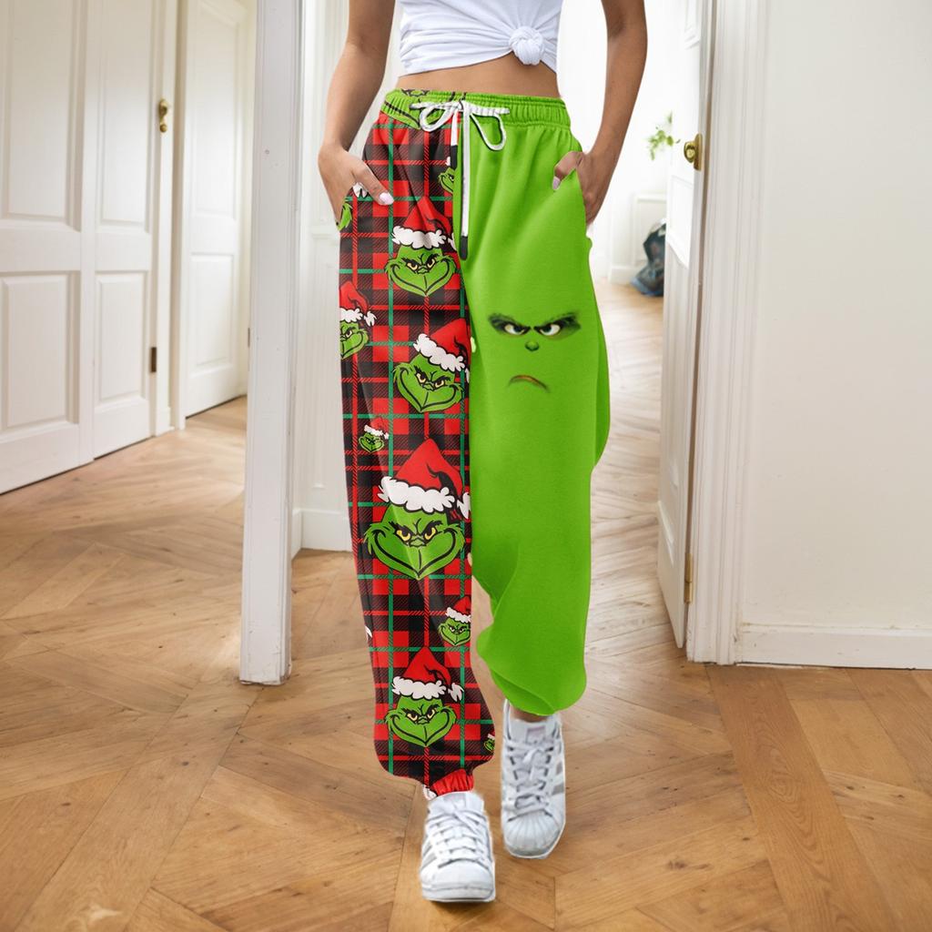 Women's Fashion Christmas Loose Drawstring Waist Solid Color Casual Sweatpants Pants