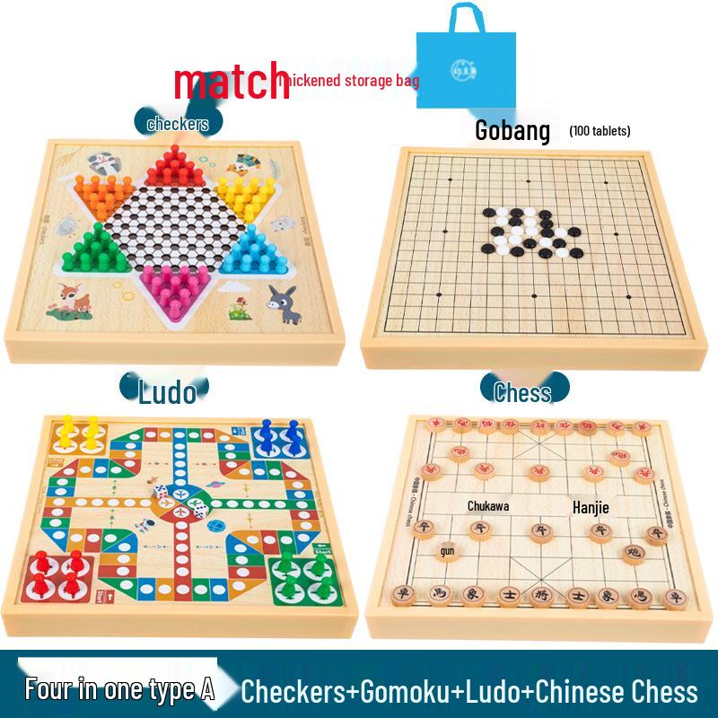 Multi-Board Game Set: Go-Moku, Checkers, Chinese Checkers, Chess, Animal Chess, Army Chess – Parent-Child Educational Toy