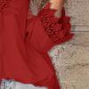 Women Shirt V-Neck Long Sleeve Side Split Hem Pullover Tops Solid