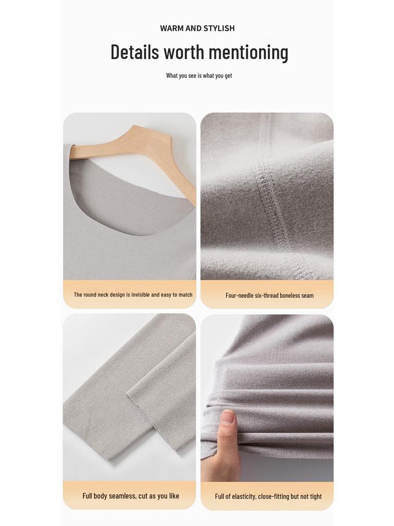 Velvet Women's Seamless Thermal Fleece-Lined Underwear Set for Autumn Winter