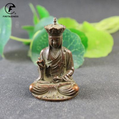 Cuivre Antique Ksitigarbha Bouddha Petite Statue Ornement de Culte de Bureau Vintage Chanceux Décorations de Maison Artisanat Collections de Croyance