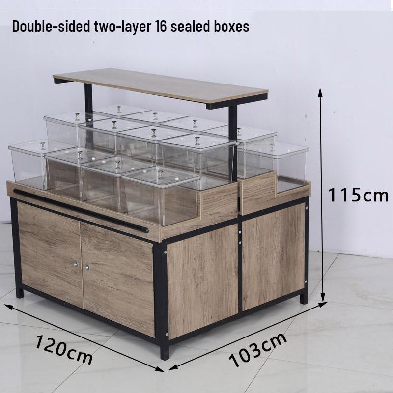 Supermarket Multi-Layer Detachable Display Rack for Bulk Dried Fruits, Grains, Candy, and Biscuits.
