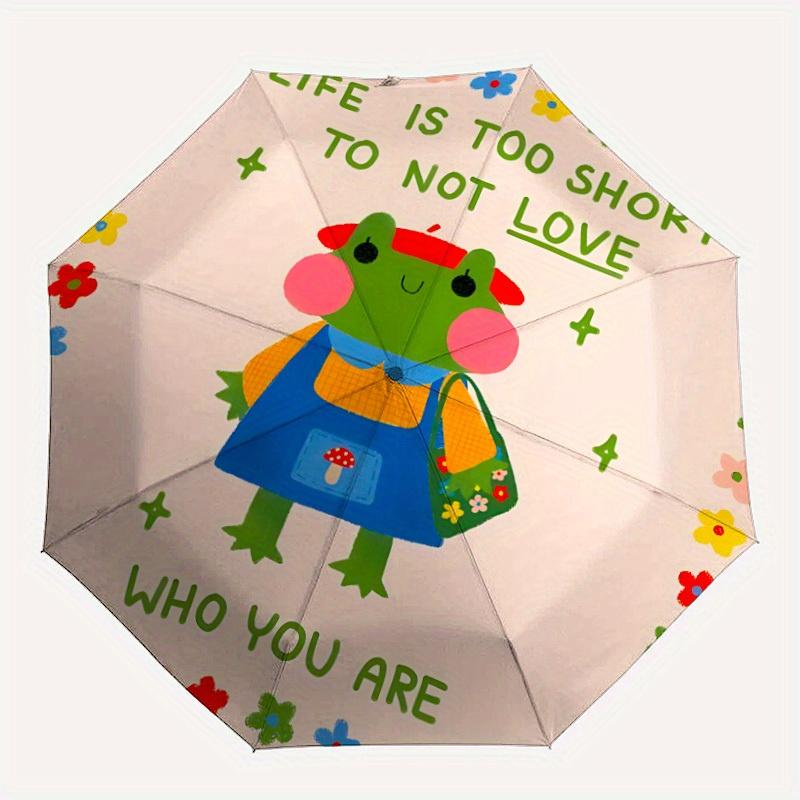 

1pc Love Frog Automatic Open/Close Umbrella Sturdy Iron Frame, Compact Travel Umbrella, Perfect Gift for Women, Men, Birthdays, Anniversarie