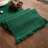 Table Flag Green Solid Woven Natural Material American Holiday Hemp Rope Dinner Mat Tableware Mat Tassel Bowl Mat
