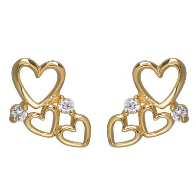 [M6975] - White Gold 'Love' Gold Plated Earrings - 11x8 Mm