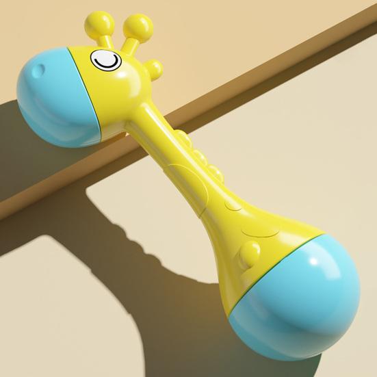 Rattle Baby Toy with Ergonomic Handle Infant Sensory Toy Soft Food-Grade Baby Rattle Baby Hand-eye Coordination Toy