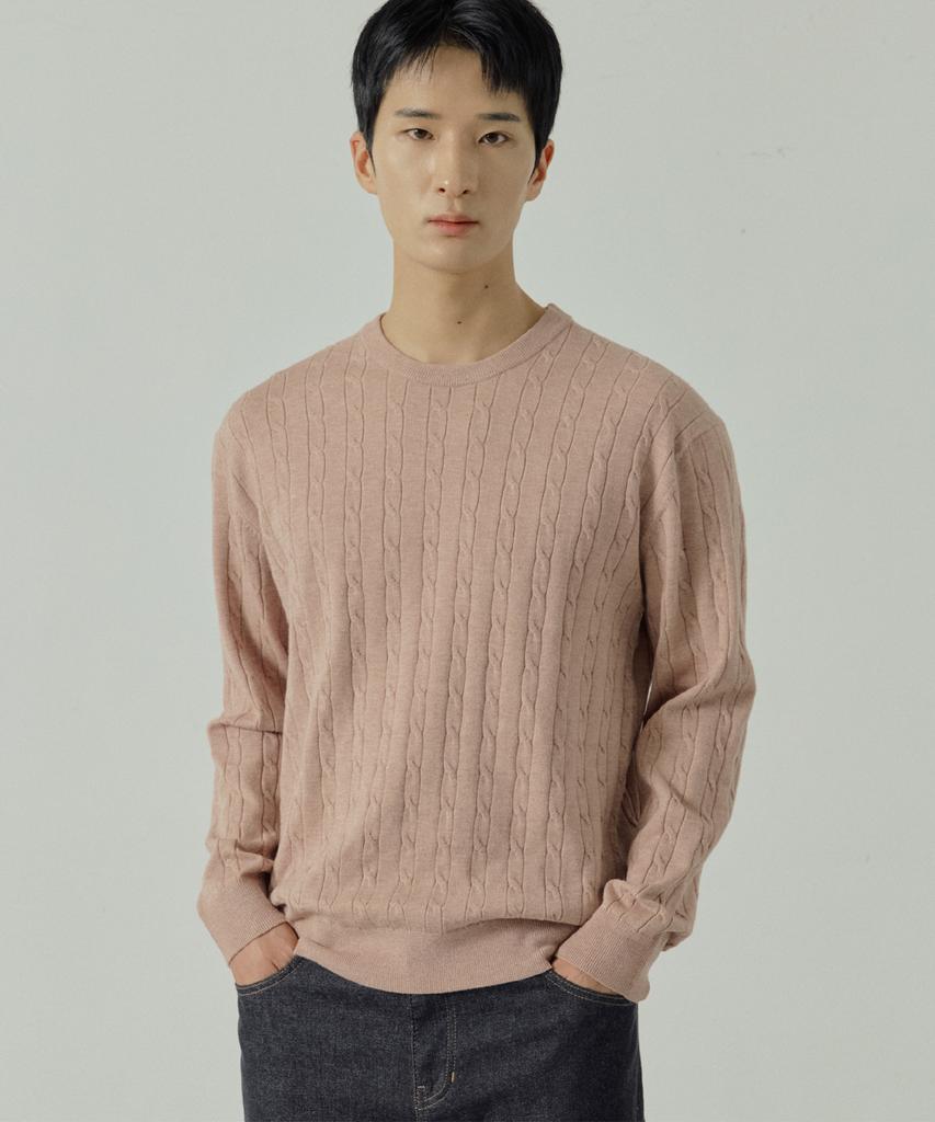 210EDIT Unisex Soft Round Neck Cable Knit [4 Color]_Zz5Sw013