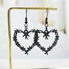 Gothic Matte Black Heart-Shaped Earrings - Punk Style