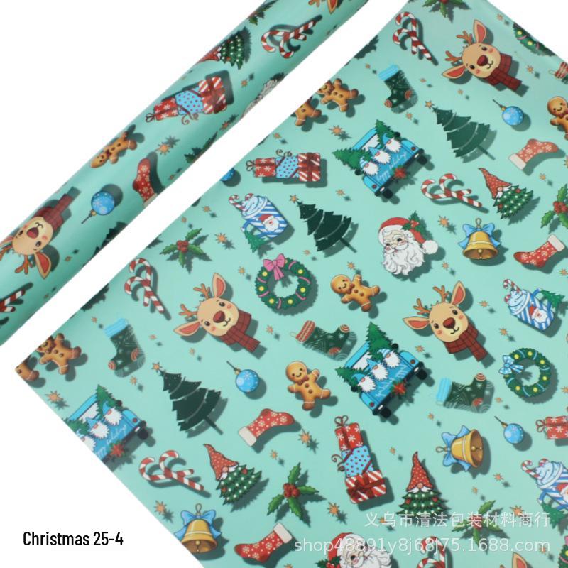 Feestelijk Cadeaupapier Set: Cartoon Kerst & Nieuwjaar Ontwerp met Tissuepapier