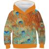 Autumn 3D Peacock Feather Printed Hoodies Fashionable Casual Sports Long Sleeved Children's Boy Hooded Sweatshirts
