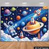 2D planar pattern background for space travel astronauts wandering in the starry sky
