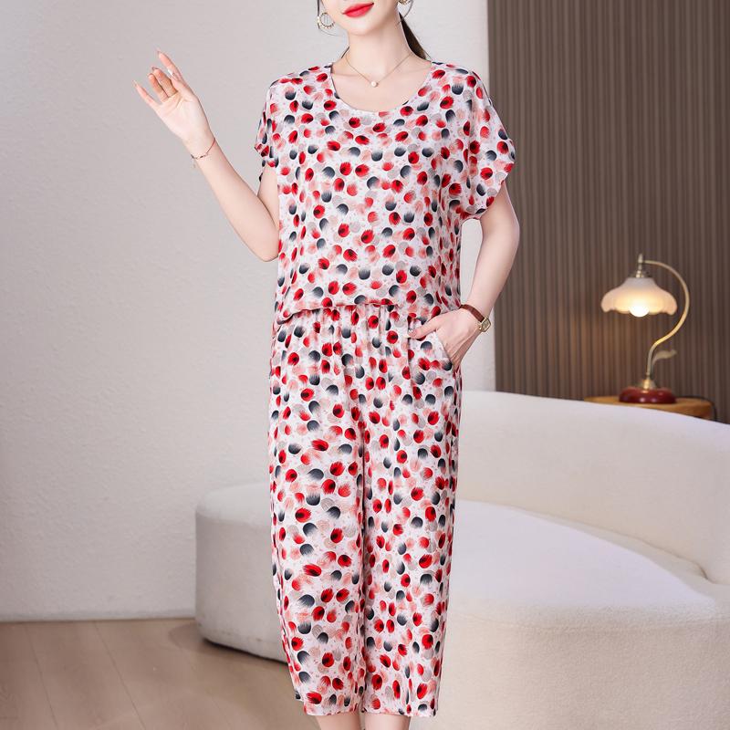 Elegant Women's Pants Sets Summer Vintage Clothes Casual Plus Size 2 Piece Sets