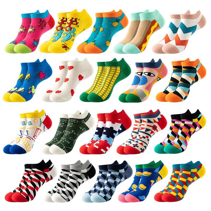 Mens Thin Boat Socks Womens Striped Cotton Ankle Breathable Sweat Absorbent Casual Fall