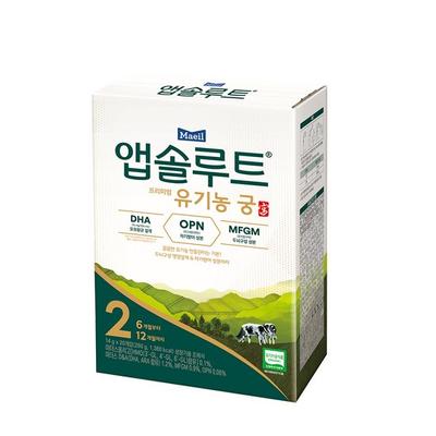 Absolut Premium Organic Gung Powdered Milk, Stage 2, 6~12 Months, 14g, 20 Pieces, 1 Piece