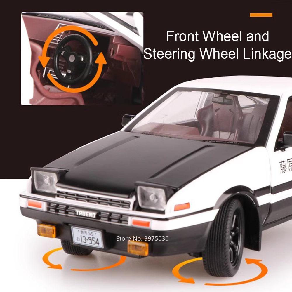 1:20 Toyota Ae86 Models Cars Alloy Toys Wheel Steering Vehicles With Light Music Pull Back Miniature Car For Child Adult Gifts