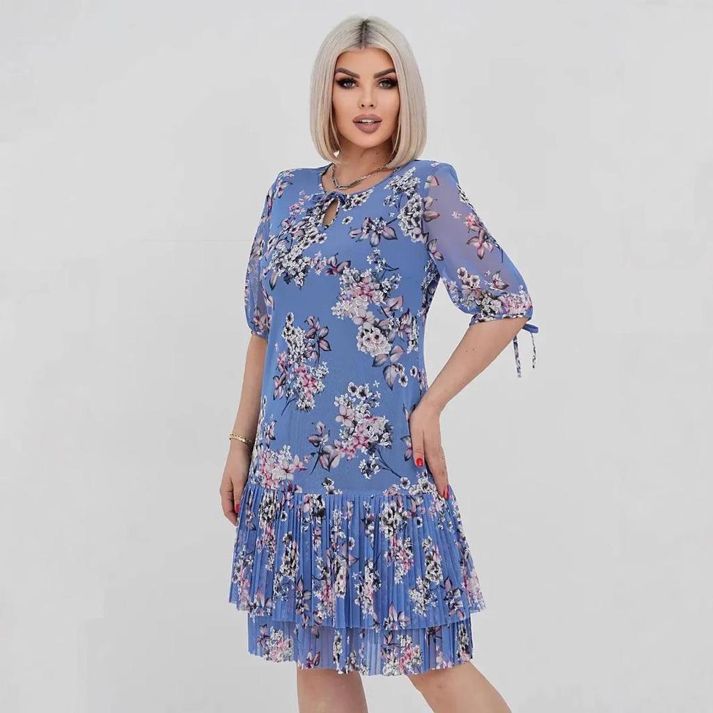 2025 Spring/Summer Women's Off-the-Shoulder Print Dress