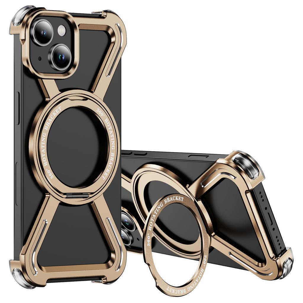 For iPhone 14/13 Bumper Cases Borderless Metal Frame Cover Compatible with MagSafe Kickstand