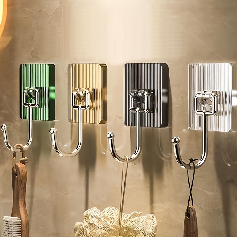 5pcs No-drill Hooks---Traceless Hooks Kitchen Bathroom Bathroom Organization Supplies Super Strong Self-adhesive, Utility Hooks