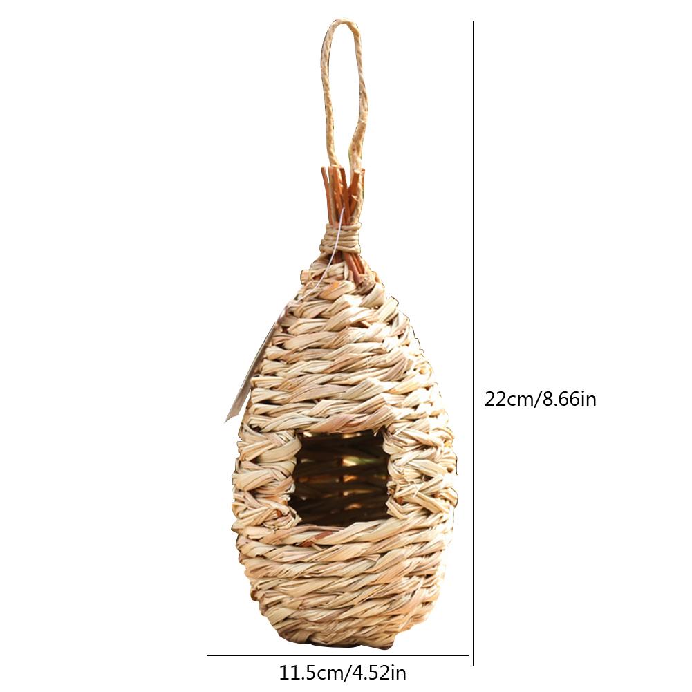 Hand-Woven Bird House Natural Grass Bird Nest Shelter Hut Small Bird Hideaway Outside Sparrows Hanging Parrot Nest Houses