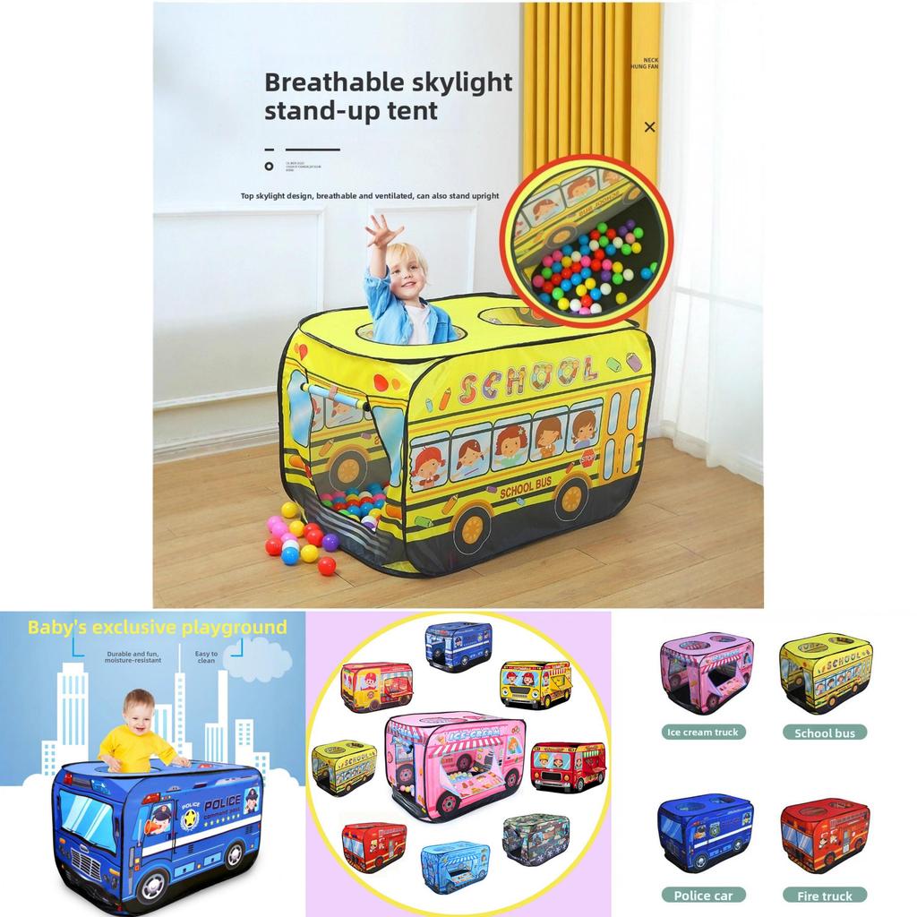 Ice Cream Car Foldable Play Tent With Ocean Ball Pool For Kids Indoor Fun