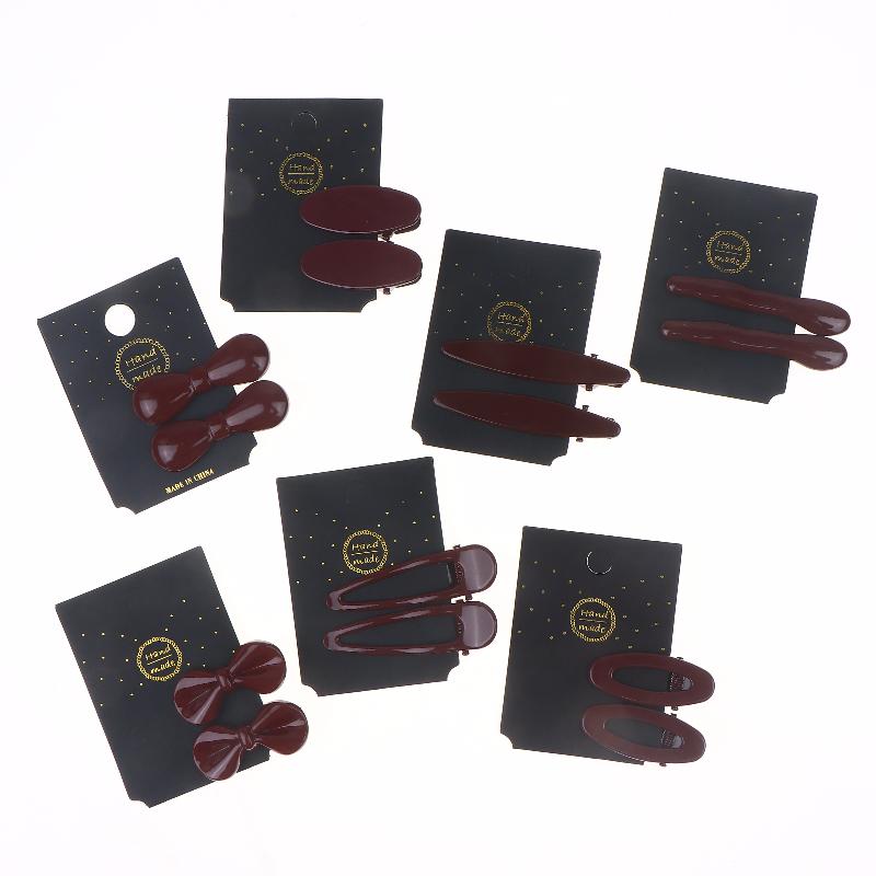 1Pairs New Year Festival Atmosphere Head Clip Wine Red Bow Bang Clip Duckbill Clip Sweet Retro High Quality Hair Accessories