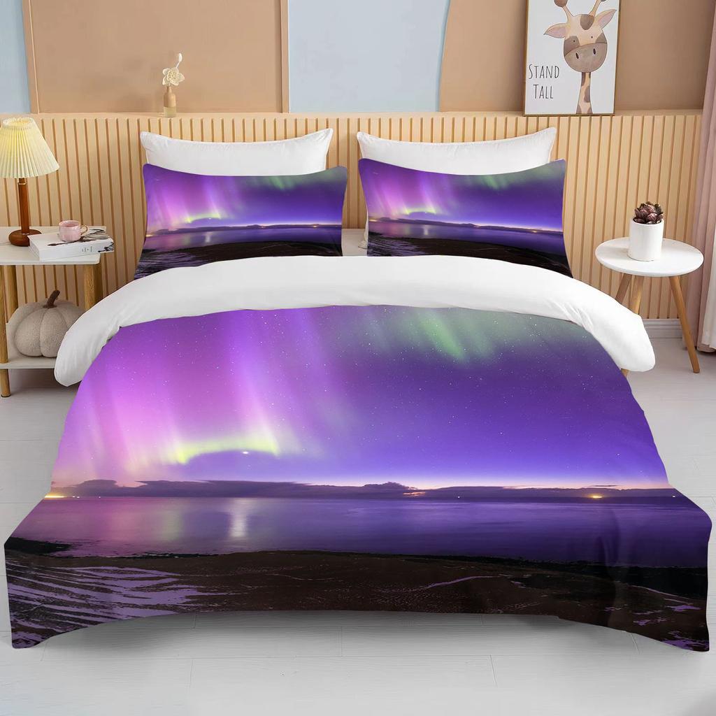 10 Sizes Aurora Borealis View Bedding Collection Duvet Cover Bed Collection Quilt Cover Pillowcase King Queen Size Bedding Collection Adult