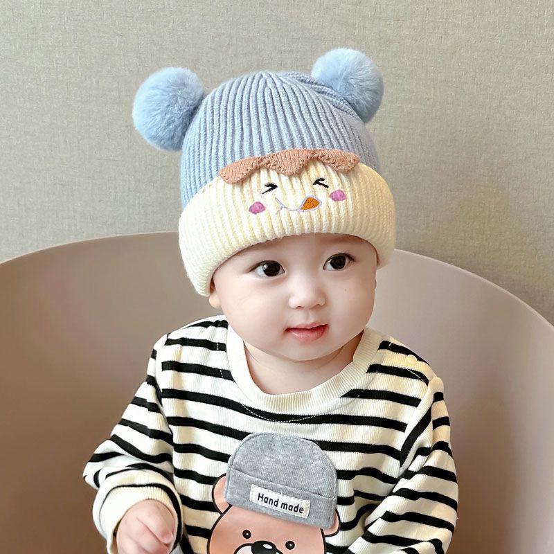 Winter Weihnachten Baby Strickmütze Kleinkind Beanie Weiche Warme Gestrickte Mütze mit Ohrenschutz Gemütliches Feiertagsaccessoire für Kleinkinder