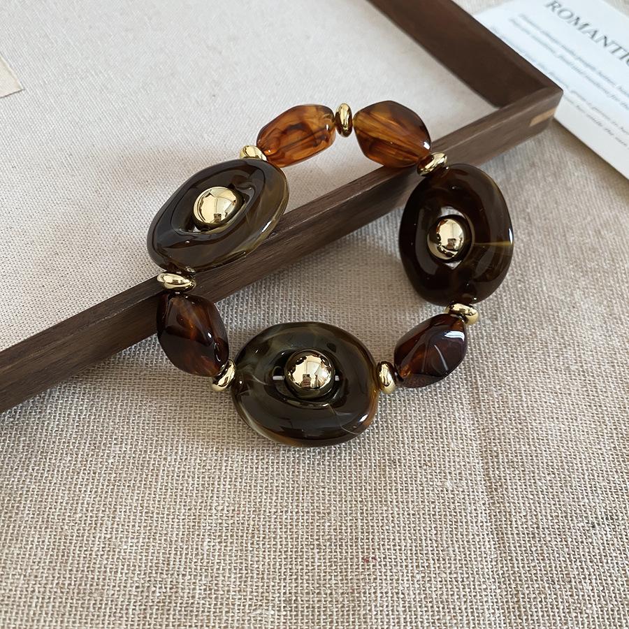 Europäische Retro Geometrische Perlen Edelstahl Choker Halskette