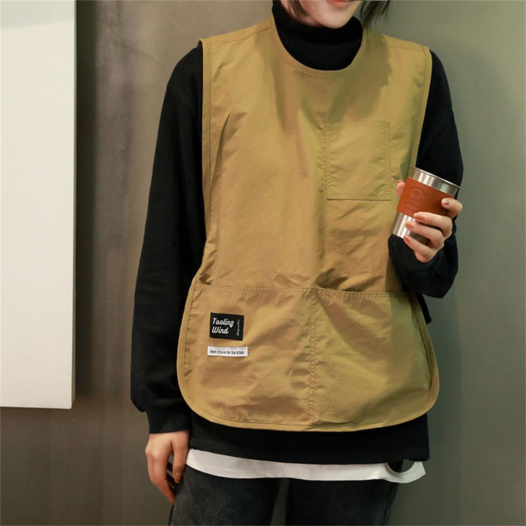 Apron Waterproof and Stain-Resistant Solid Color Nylon Vest Style Beauty Apron Sleeveless Apron Worn Cooks Chef Servers
