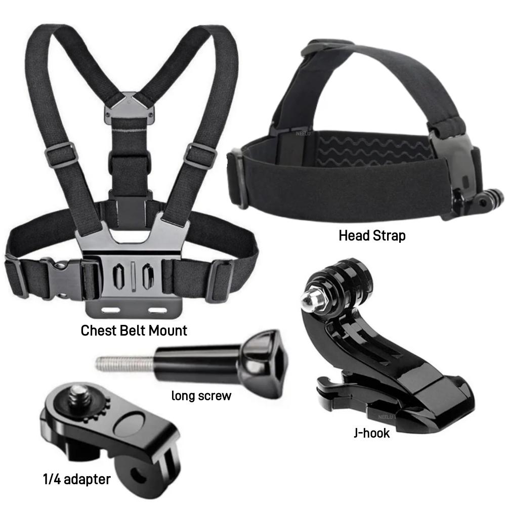 Chest Belt Head Strap Mount Action camera  for GoPro Hero 12 11 10 9 8 Eken H9 Sjcam Insta360 DJI Osmo Action Camera Accessories