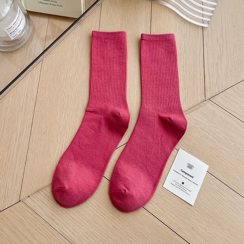 Bunte Damen Baumwoll Kniehohe Tanzsocken: Macaron Bonbonfarbe, Wadenlang, Japanischer Stil