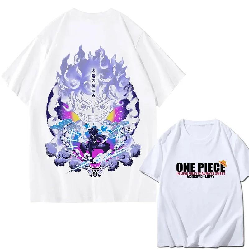 One Piece Zoro Luffy Gear 5 Printed Shortsleeved Cotton Tshirt Summer Tide Pure Cotton Unisex Clothing