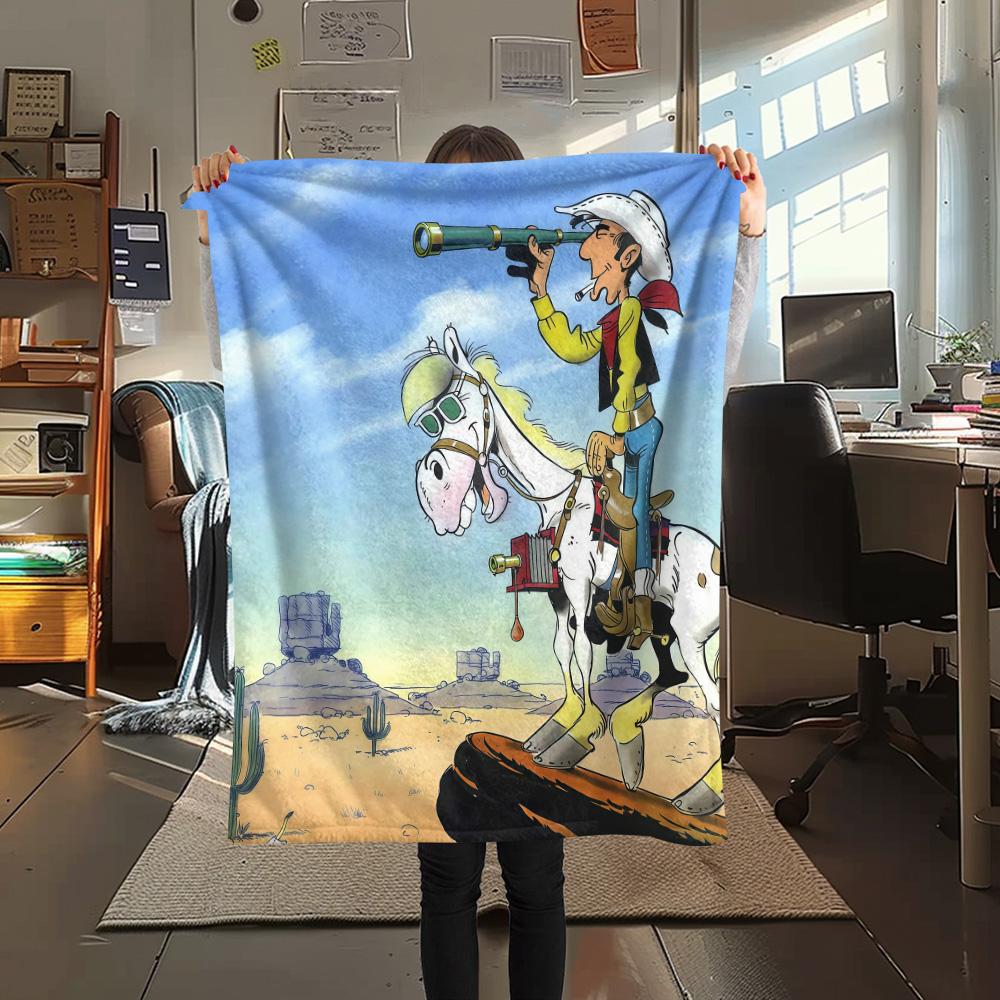 Lucky Luke2 Flannel Blanket, High Quality Comfortable for All Seasons, Home Decor, Warmth and Comfort