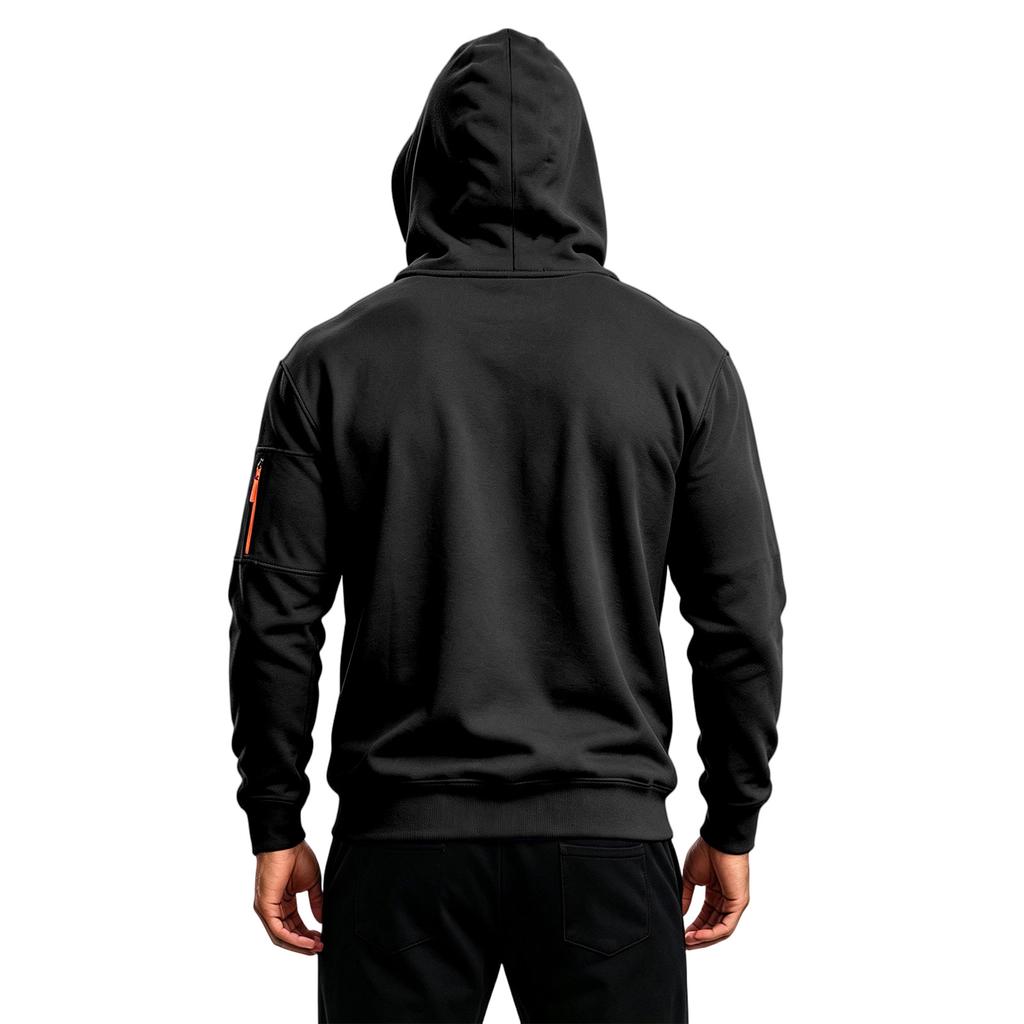 Men's Color Athletic Pullover Hoodie with Zip Arm Pockets, Casual Sweatshirt for Fall Winter