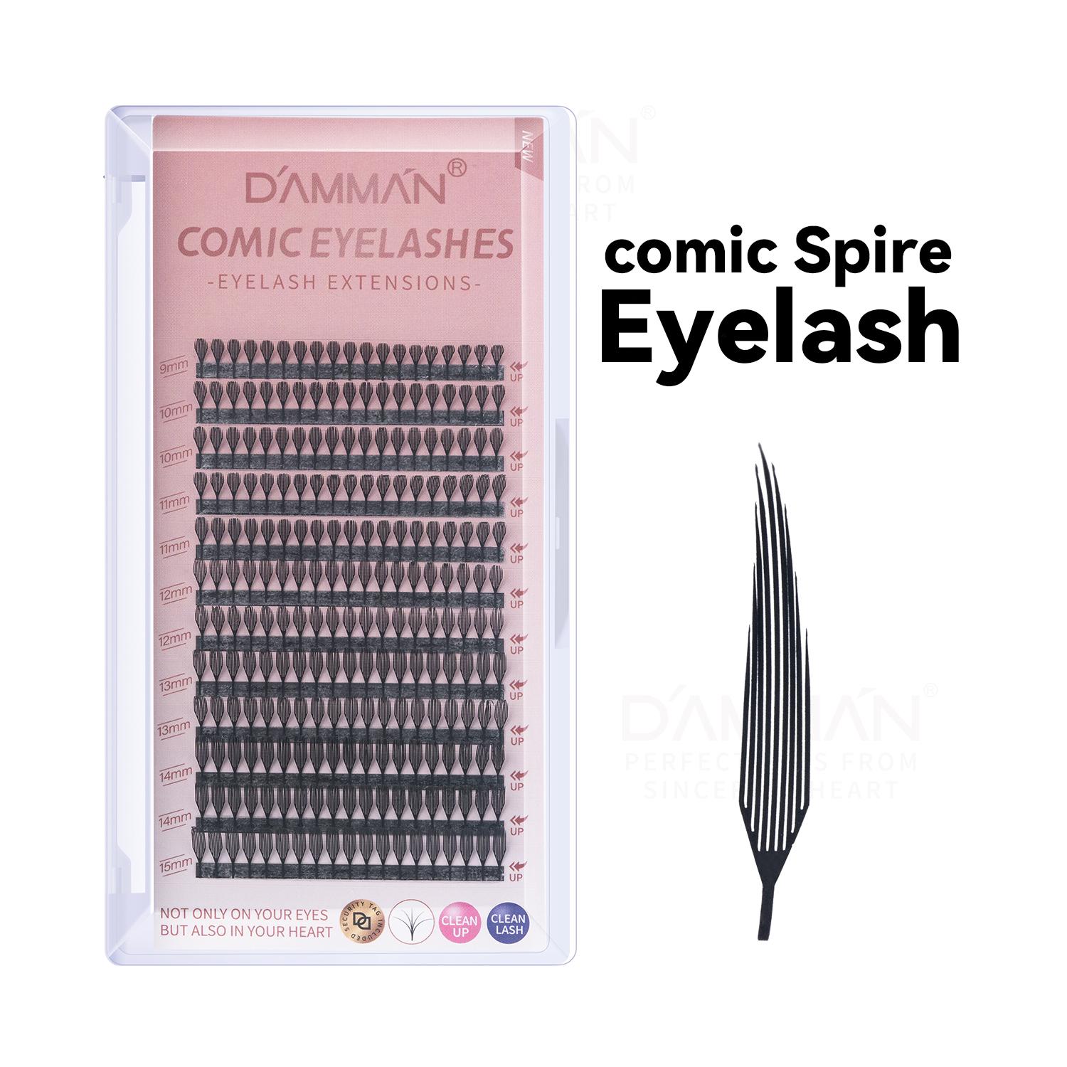 12 Rows Comic Spire Cluster Eyelashes 0.07mm D Curl Soft Manga Style Lash Extensions Natural Volume DIY Lash Tray 0.07mm D Curl