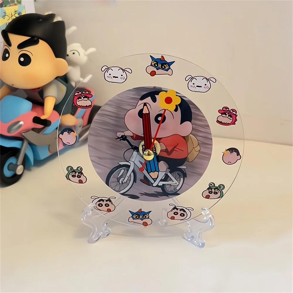New Kawaii Anime Crayon Shin-Chan Acrylic Clock Cute Creative Simple Desktop Wall Hanging Clocks Best Beauty Gifts