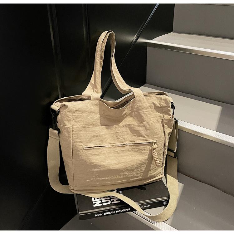 

New solid color cloth bag women s large capacity shoulder bag student class tote bag canvas hand-held crossbody bag trendy хаки