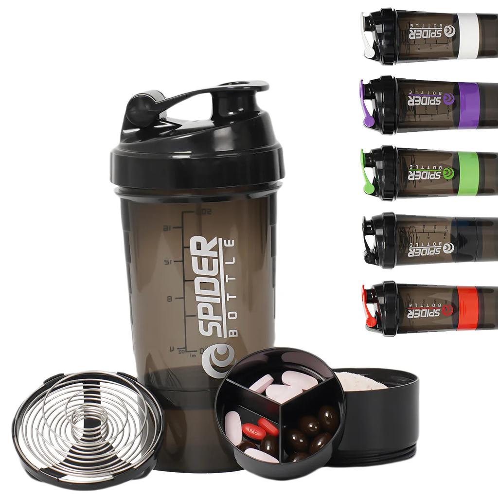 500ml Sports Water Cup Three Layers Large Capacity Plastic Stir Cup Fitness Protein Powder Shake Shake Water Bottles