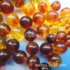 Amber-Colored Double-Hole Round Beads, 6-20mm, Transparent Amber Finish