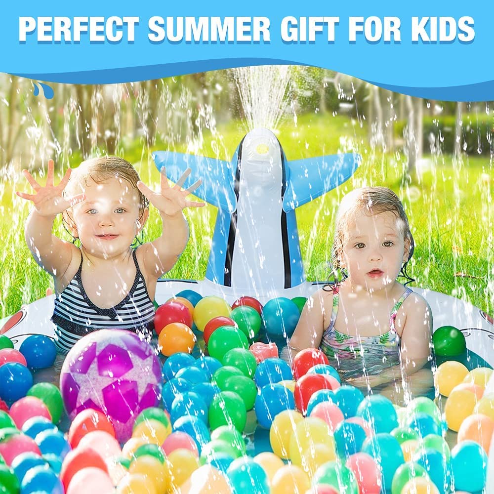 SVNVIOZ Large Fountain Pool for Kids, 180cm Wide X 96cm Deep, Play Mat, Water Play, Vinyl Pool, Fountain Toy, Portable, Summer Days, Lawn Play,