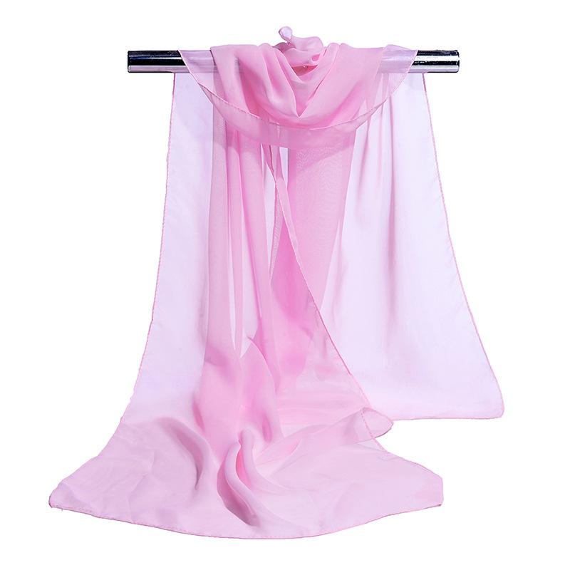 Koreanisches Damen Hochzeits-Abendparty-Kleid Schal Einfarbige Transparente Chiffon-Seiden-Schal Sommer Strandtuch Sonnenschutz-Schal R22