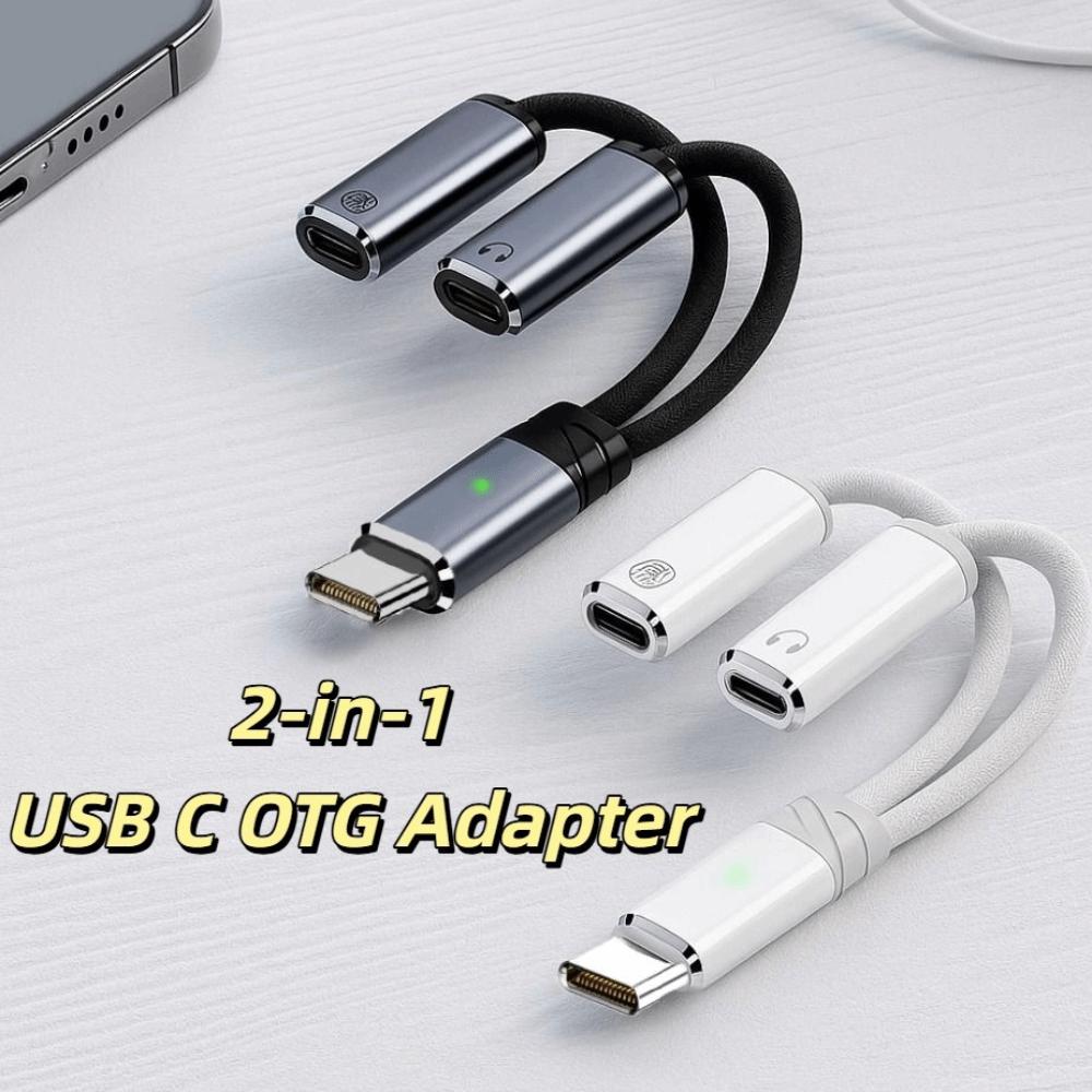 PD 100W Type C Splitter Audio Cable 2 in 1 Design 2-in-1 Headphone Adapter Cable  Phone Charging