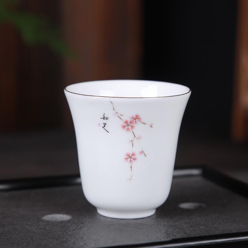 Chinese Style Hand Drawn Flower Illustration Tea Cup Household Tea Set Ceramic Hand Painted Teacup Master Cup Personal Cup 5X5CM 40ML