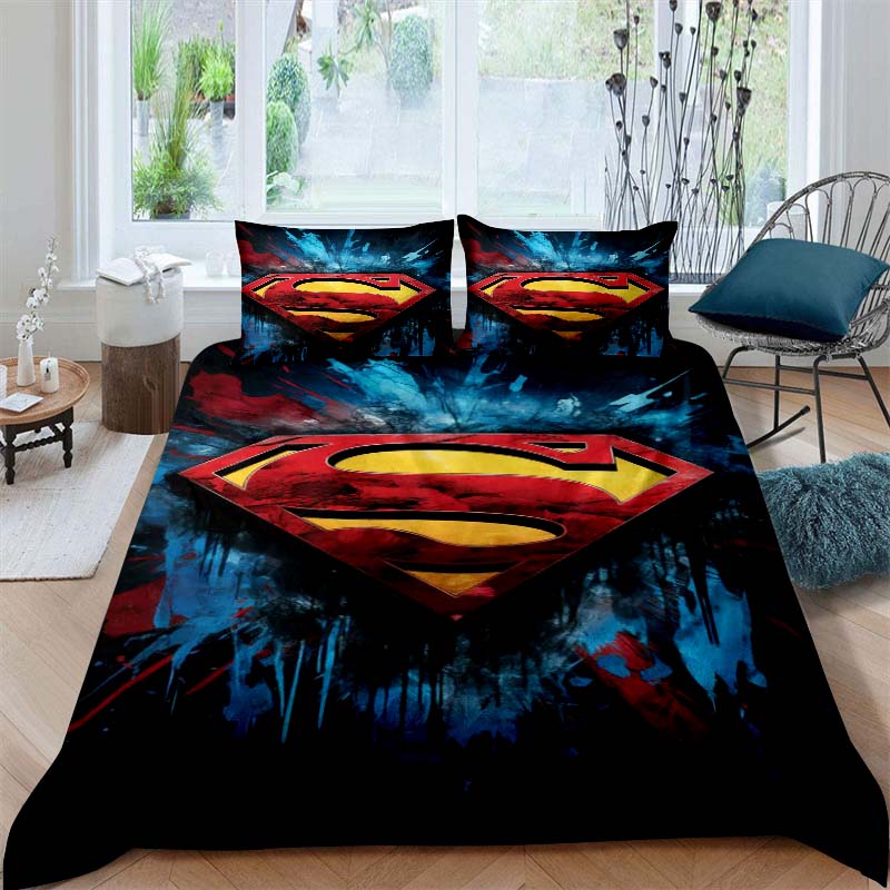 Customizable Superman Childhood Bedding Sets, Including One Duvet Cover and Two Pillowcases, Perfect for Home Decor and a Wonder